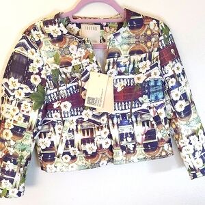 Quirky Floral Patterned Short Jacket Medium